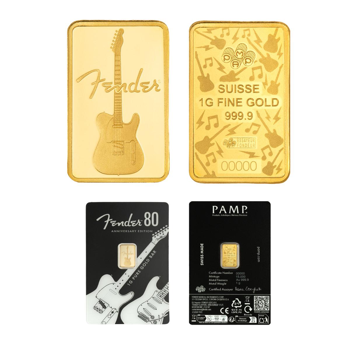 PAMP Fender 1g Pure Gold Bar