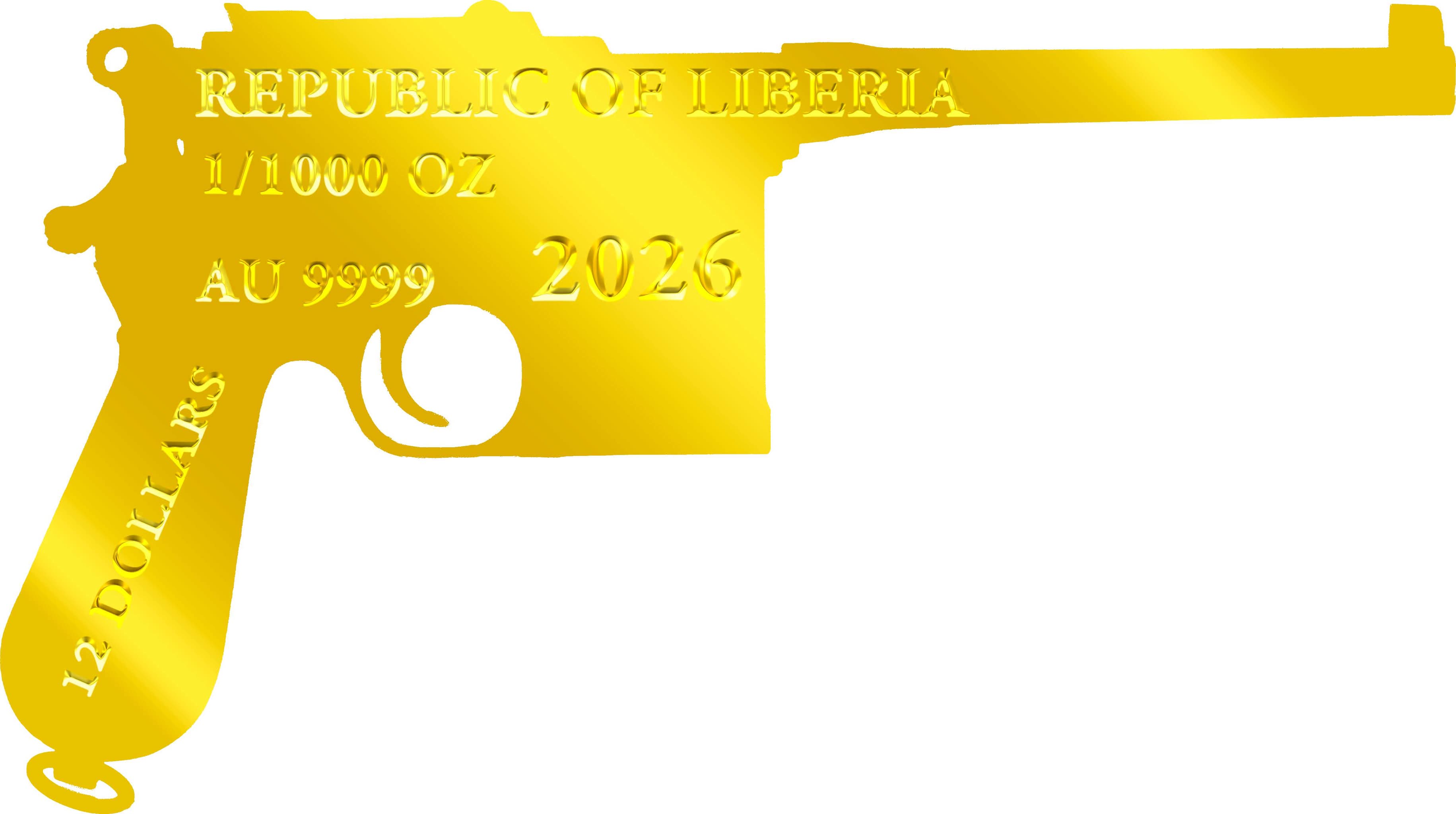 1/1000oz Pure Gold Mauser Shaped Coin