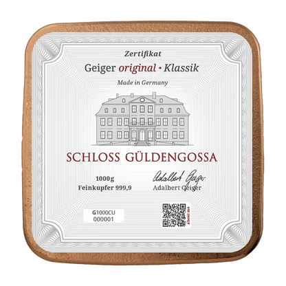 Geiger Edelmetalle "Square" 1kg 999.9 Copper Bar