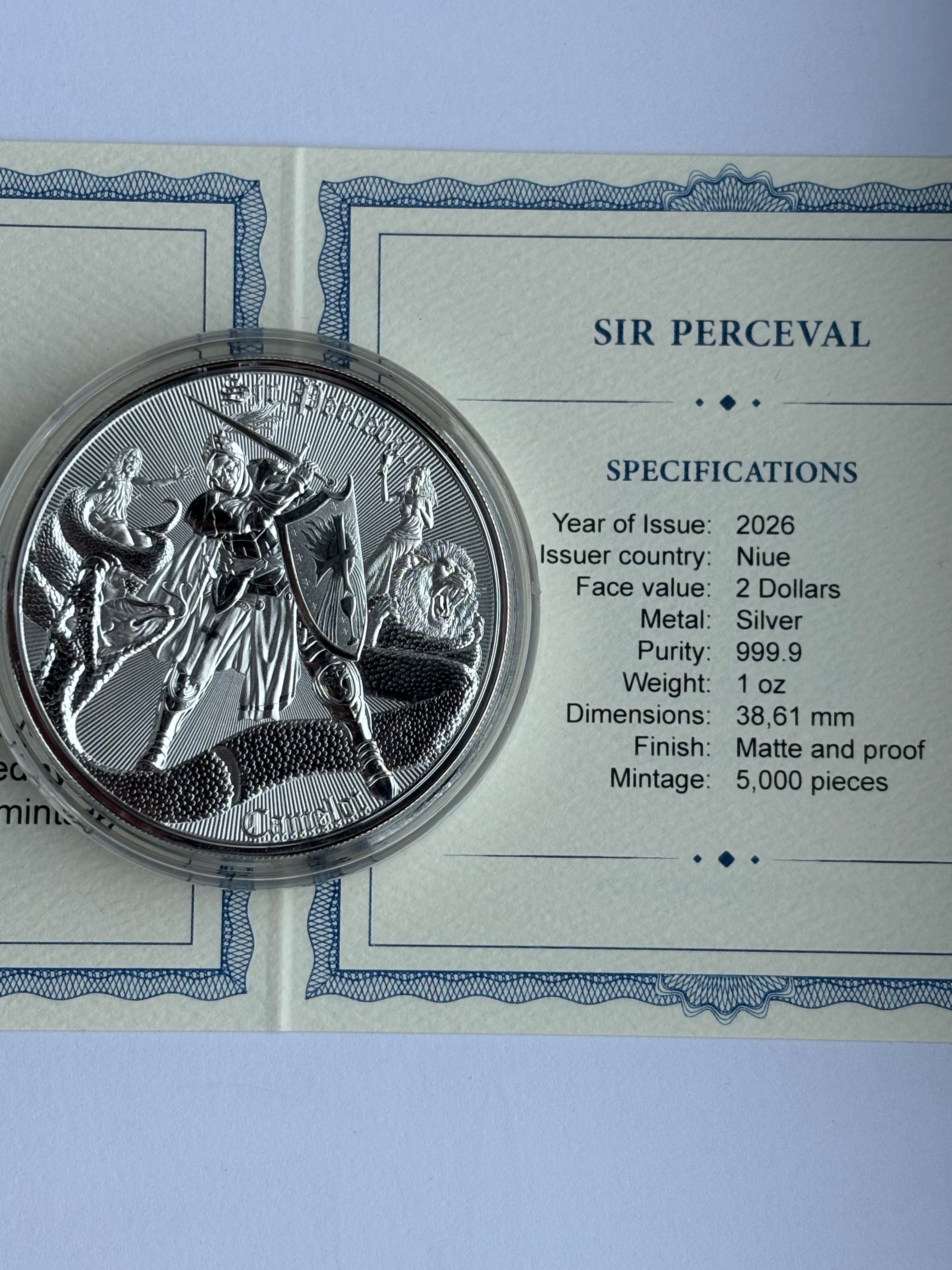 1oz Pure Silver Coin Sir Percival