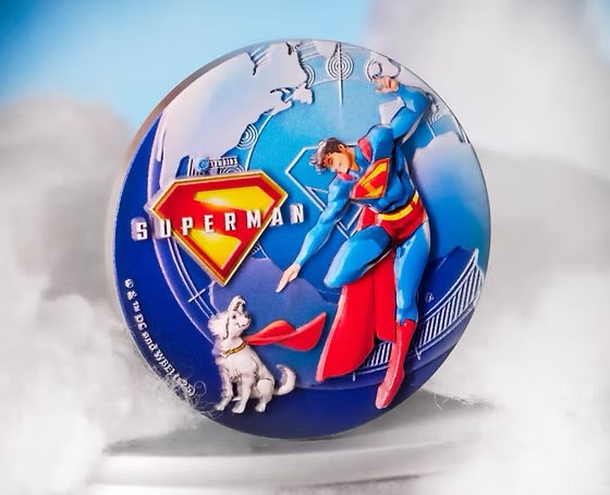 Superman and Krypto - 2 oz .999 Silver High Relief Coin - $5 Niue 2025