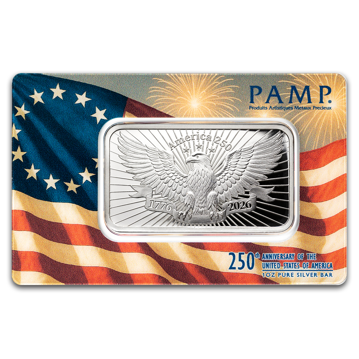 1oz Pure Silver Bar Pamp USA Eagle