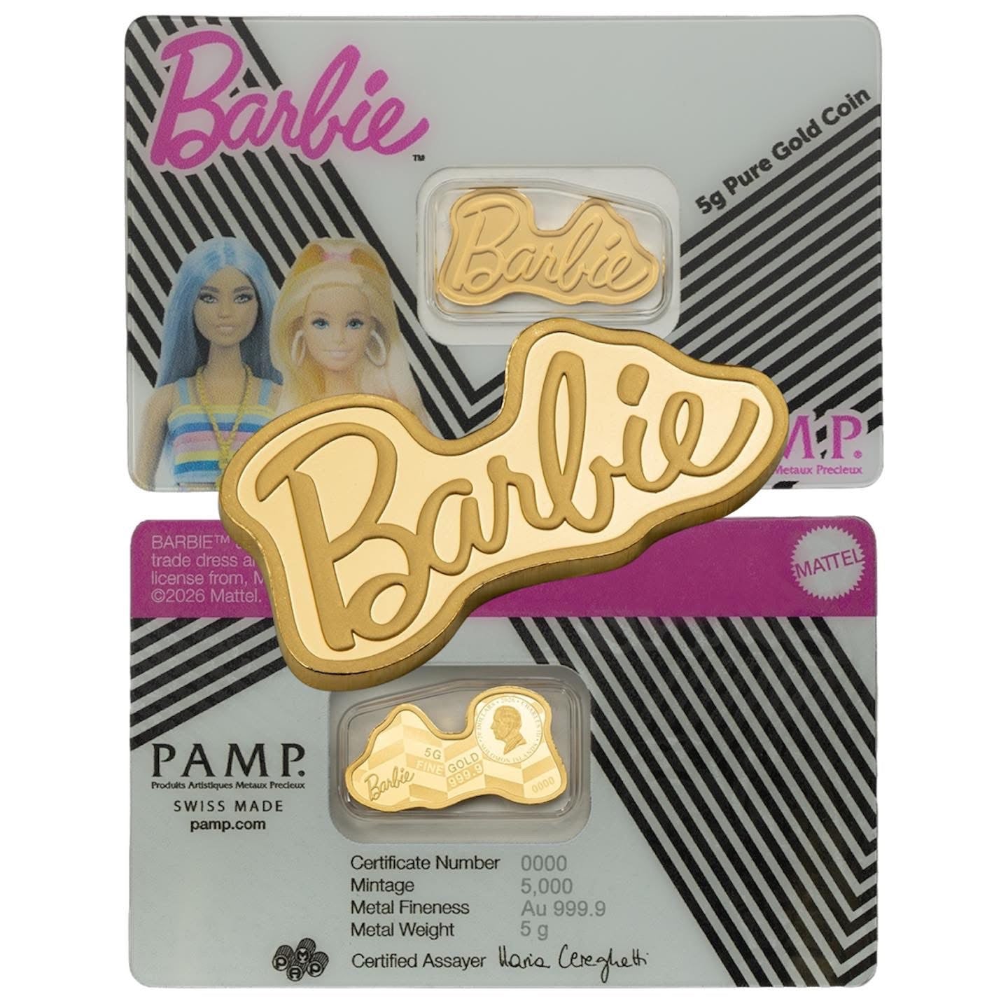 5g Pure Gold Bar PAMP Barbie