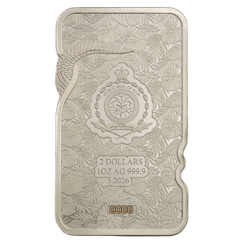PAMP 1oz Pure Silver Natures Grip Crocodile