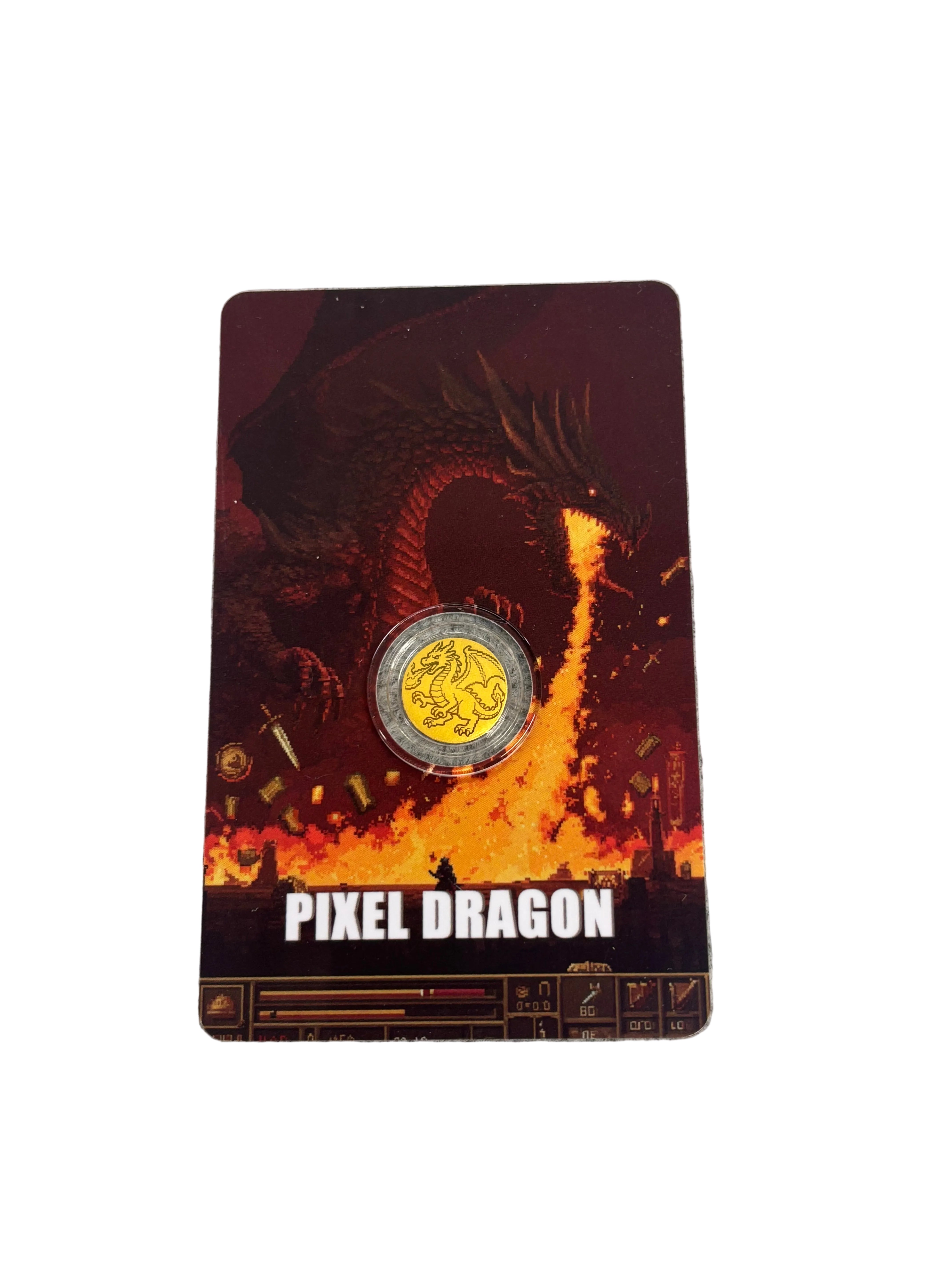 1/1000oz Pure Gold Pixel Dragon Carded Coin