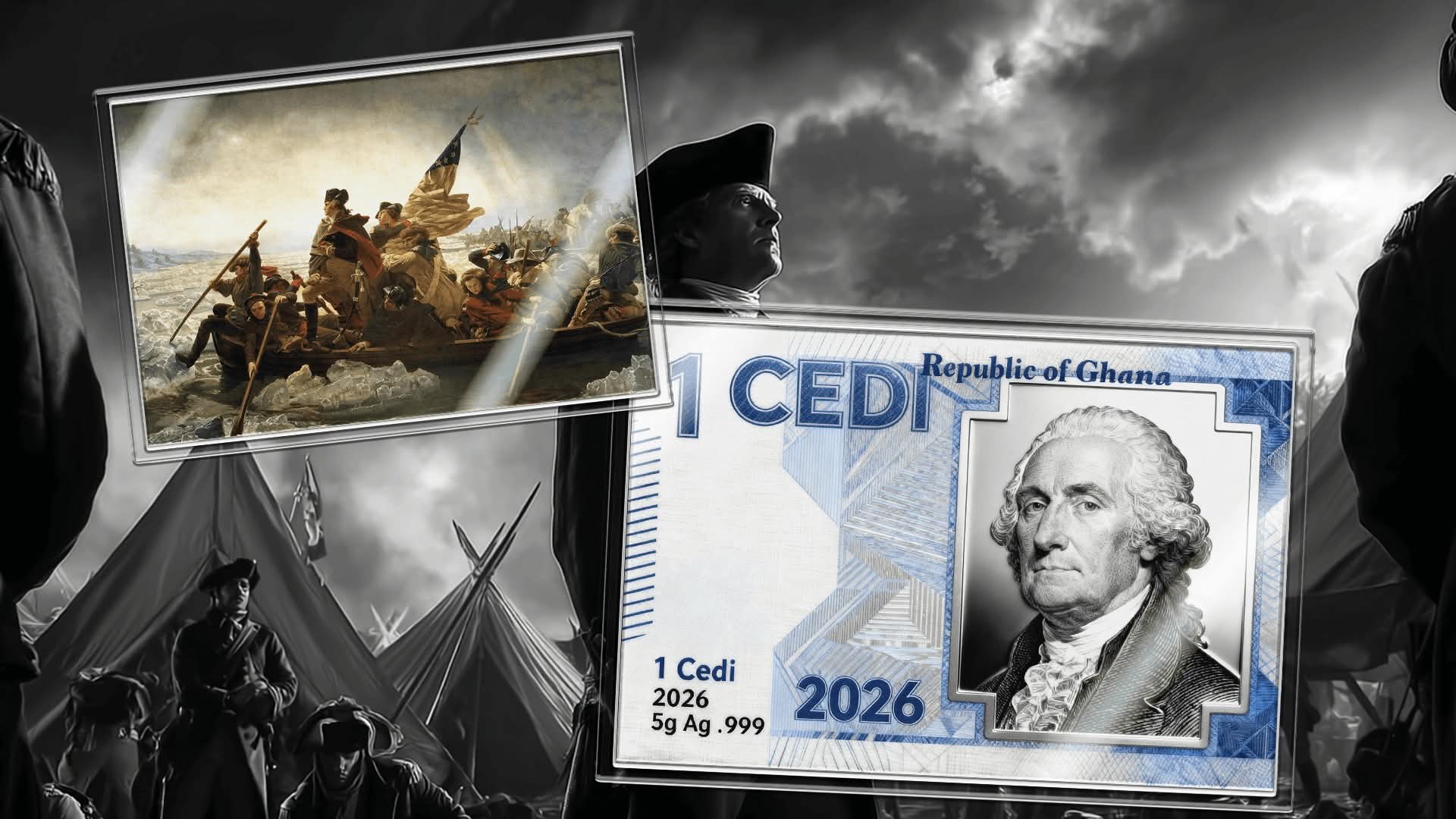 5g Pure Silver Note Washington Crossing The Delaware