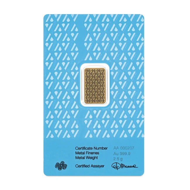 Acre 2.5g Pure Gold Bar In Assay Card