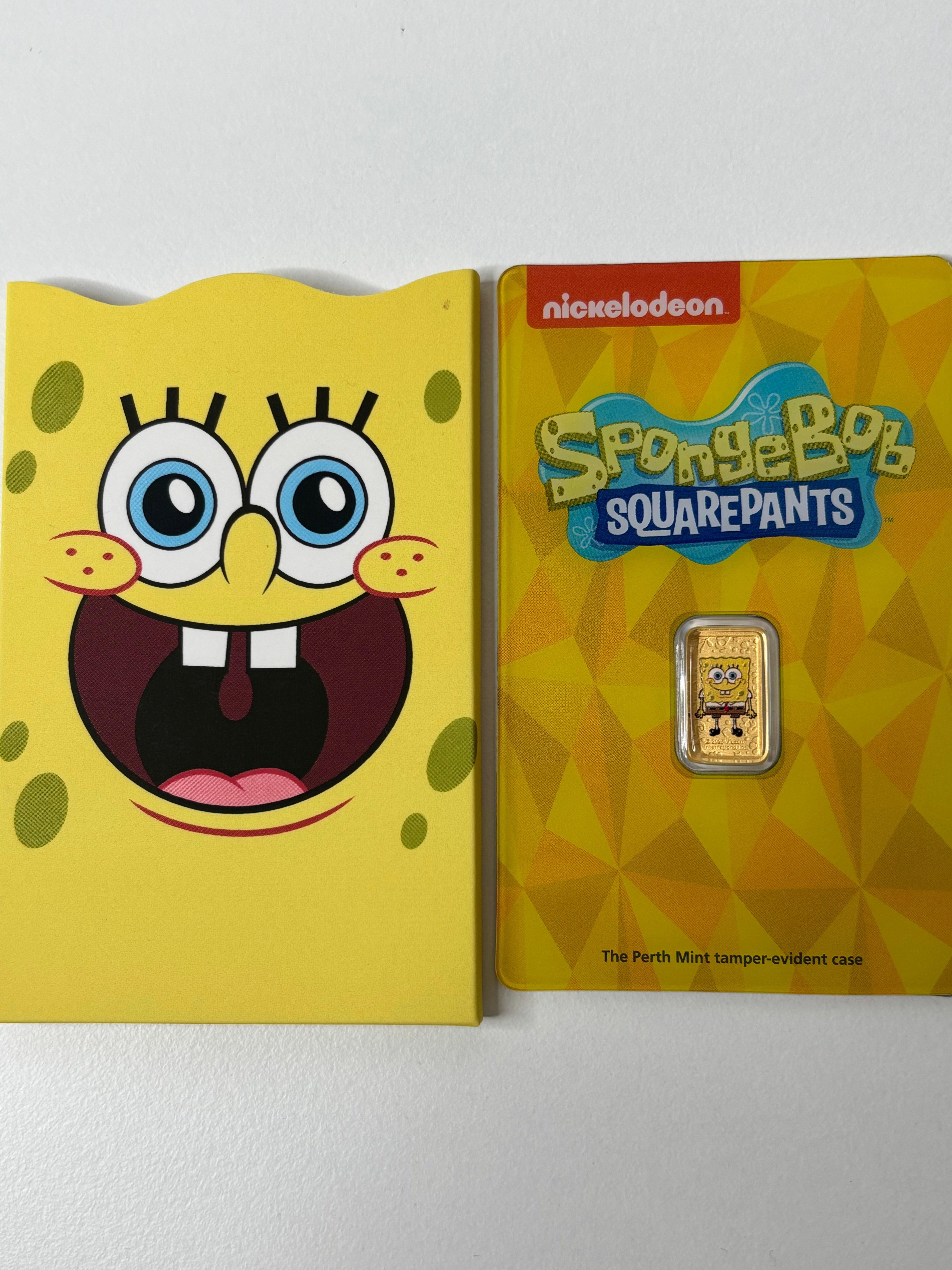 1g 999.9 Gold Bar SpongeBob In Colour By The Perth Mint