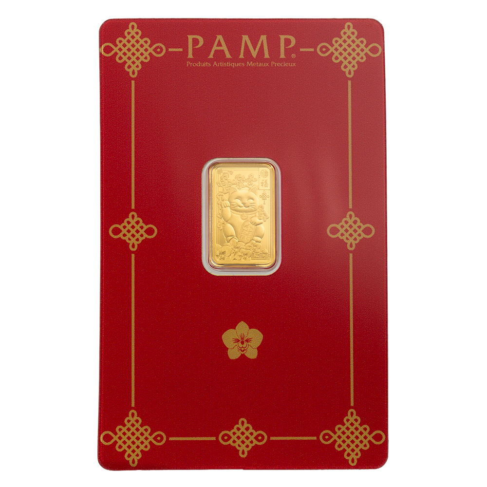 2.5g Pure Gold Bar PAMP Lucky Cat