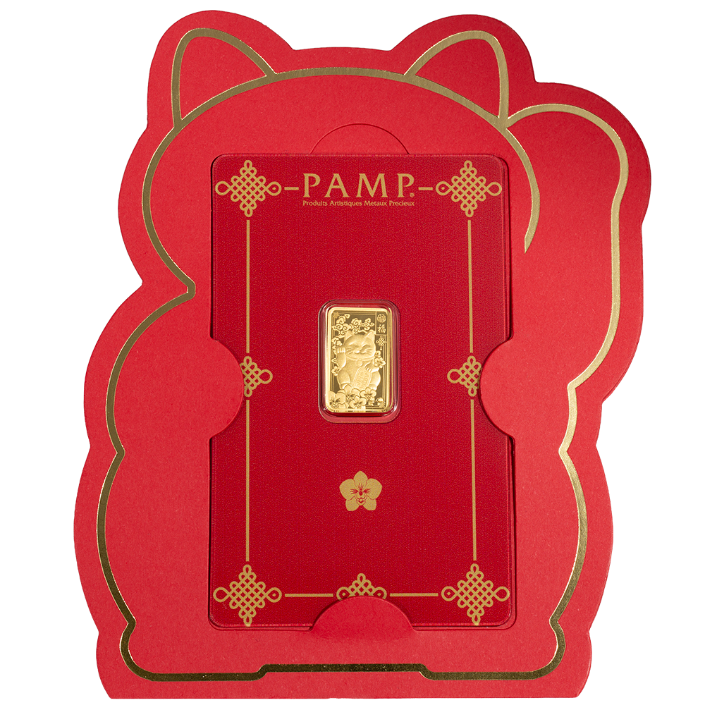 2.5g Pure Gold Bar PAMP Lucky Cat