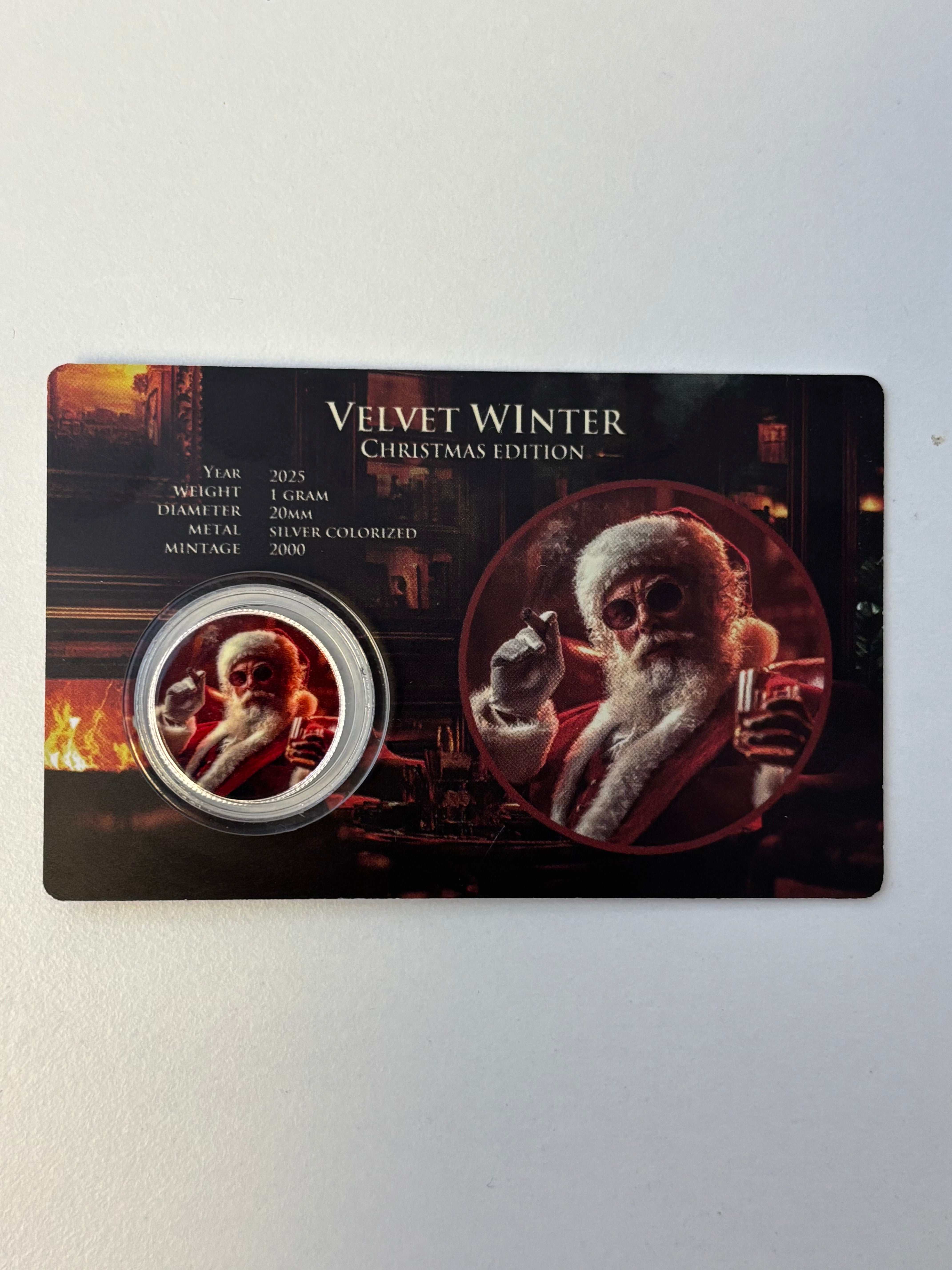 1g Silver Merry Christmas Colourised Rounds