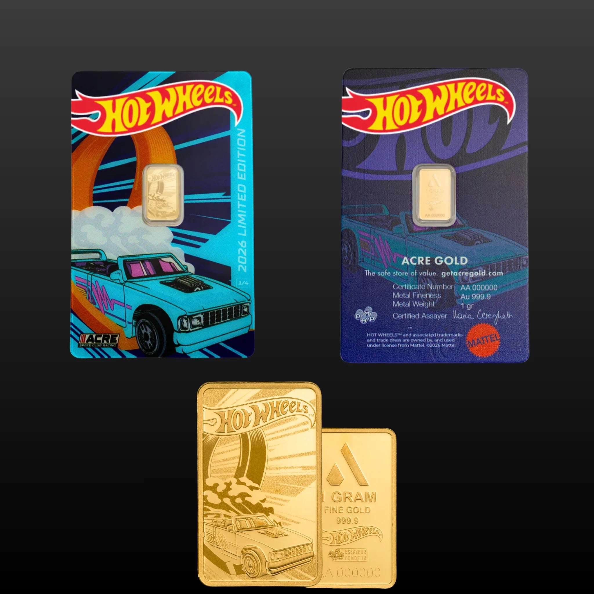 PRE SALE 1g Pure Gold Bar PAMP Hot Wheels