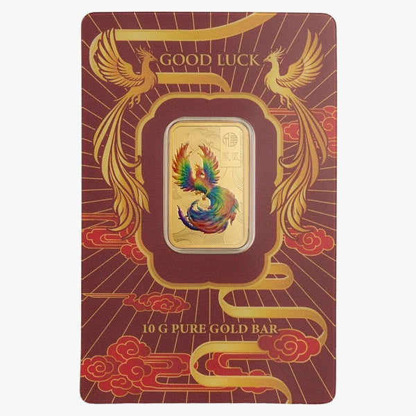 PAMP 10g Good Luck Phoenix Coloured Pure Gold Bar