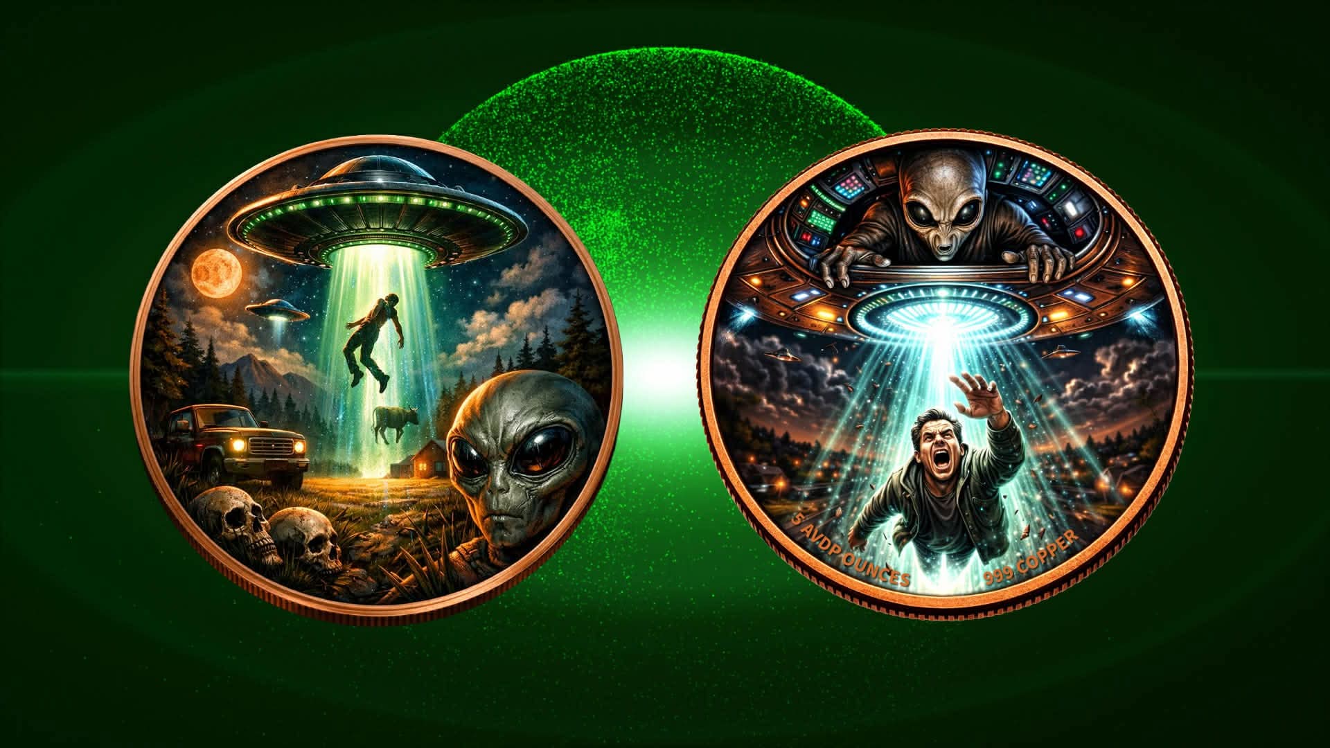 5oz Pure Copper Alien Imvasion Round