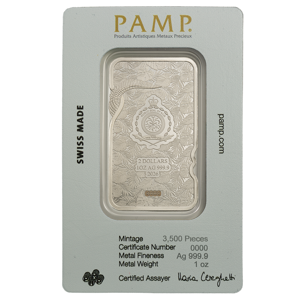 PAMP 1oz Pure Silver Natures Grip Crocodile