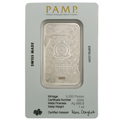 PAMP 1oz Pure Silver Natures Grip Crocodile