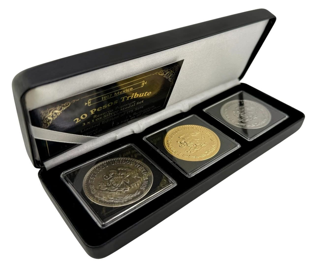 3x1oz .999 Silver 20 Peso 1917 Tribute Coin Set