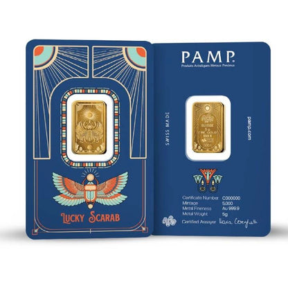 5g PAMP Pure Gold Bar Good Luck Scarab
