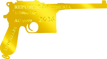 1/1000oz Pure Gold Mauser Shaped Coin