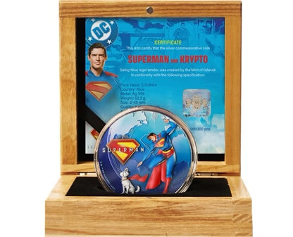 Superman and Krypto - 2 oz .999 Silver High Relief Coin - $5 Niue 2025