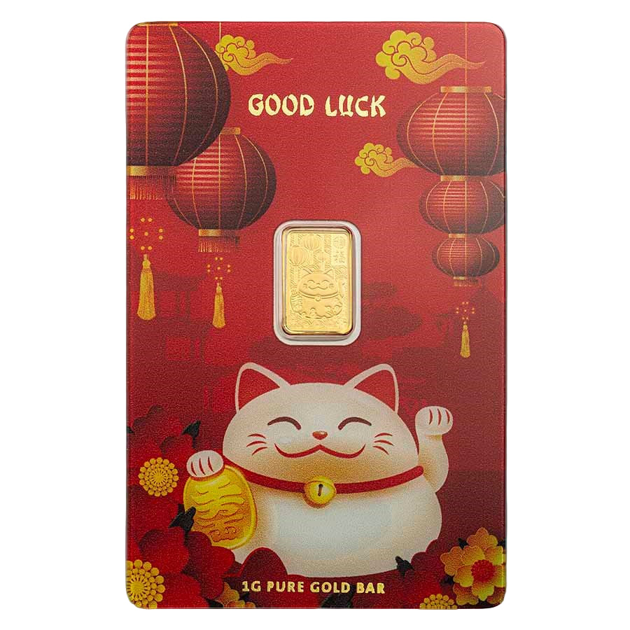 SALE 1g 999.9 Gold Bar - PAMP Suisse Lucky Cat