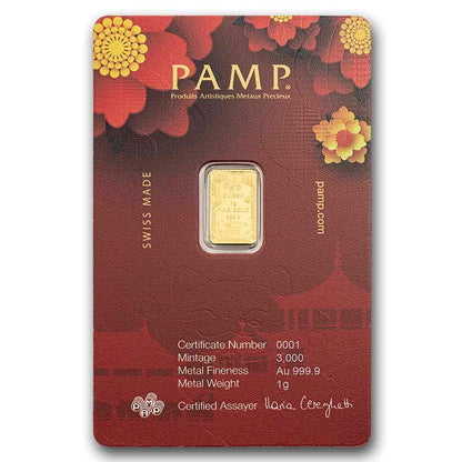 SALE 1g 999.9 Gold Bar - PAMP Suisse Lucky Cat