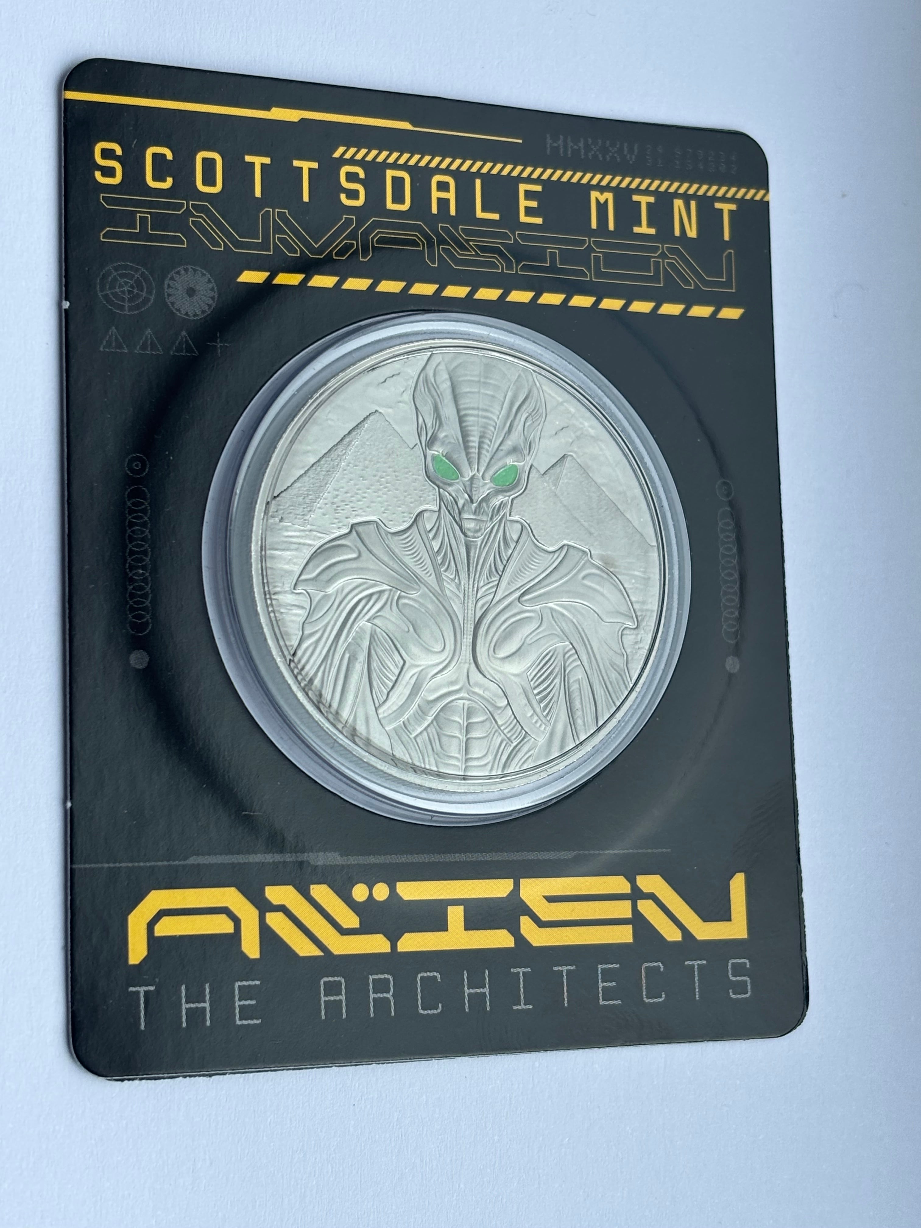 Alien Architects 1oz Pure Silver Coin With Rhodium