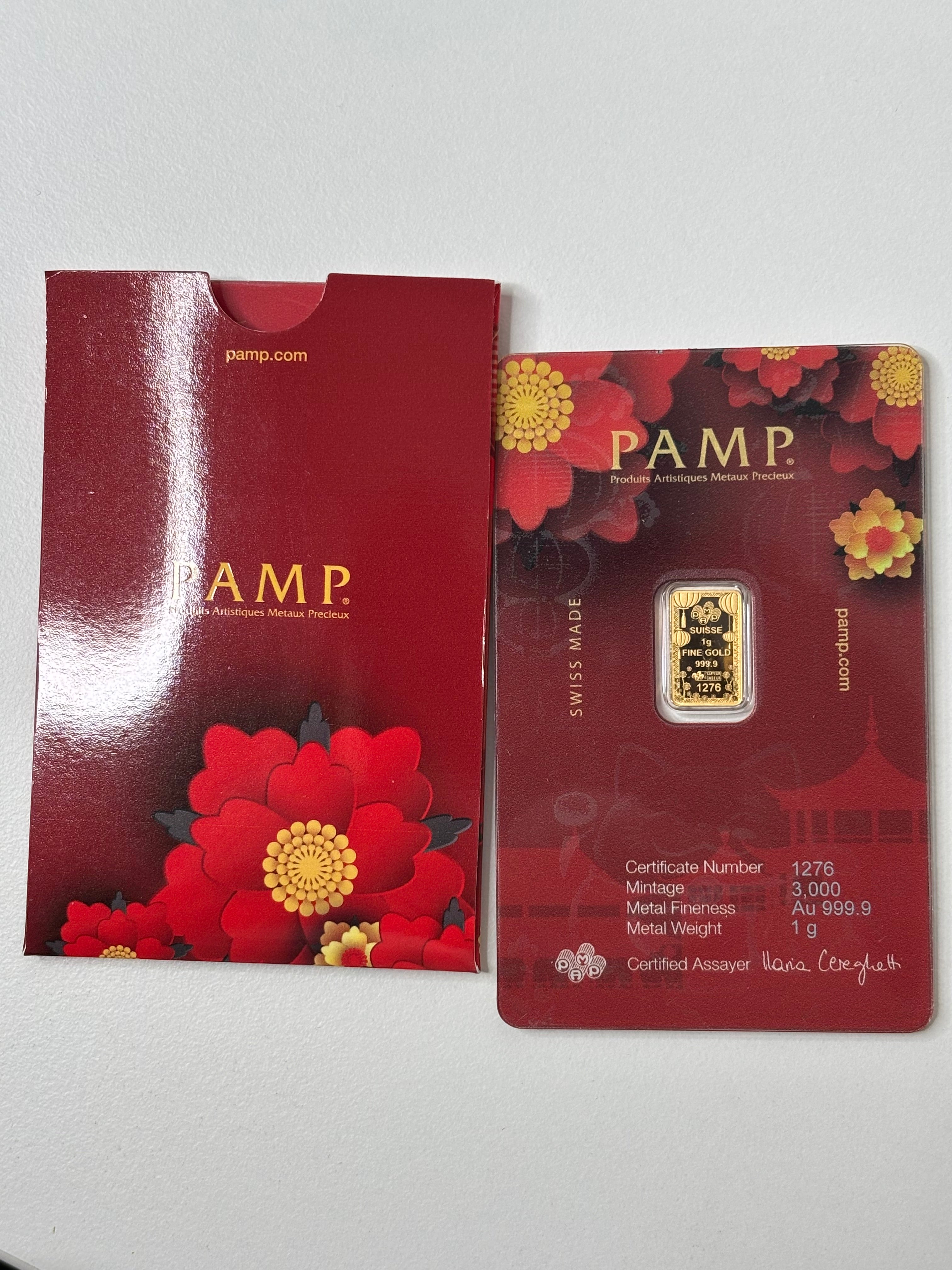 1g 999.9 Gold Bar - PAMP Suisse Lucky Cat