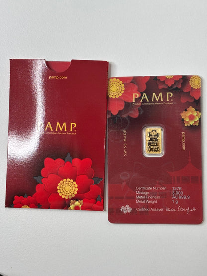 SALE 1g 999.9 Gold Bar - PAMP Suisse Lucky Cat