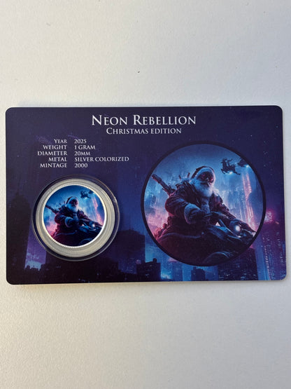 1g Silver Merry Christmas Colourised Rounds