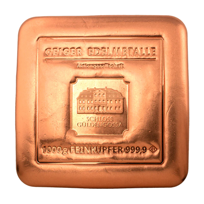 Geiger Edelmetalle "Square" 1kg 999.9 Copper Bar
