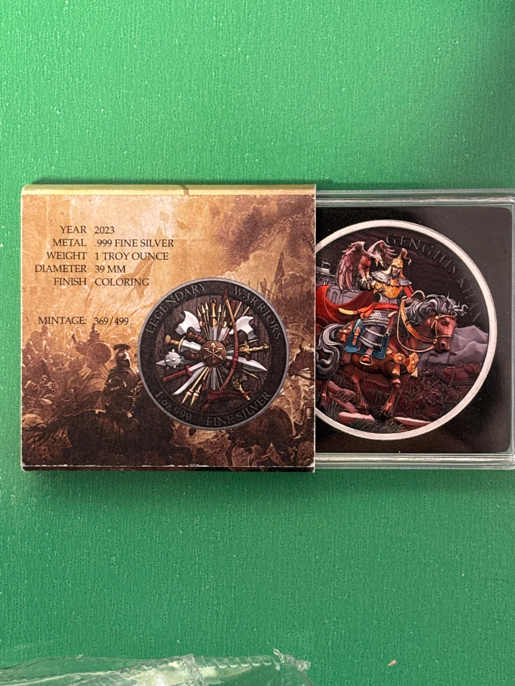 1oz .999 Silver Round Legendary Warriors Genghis Khan