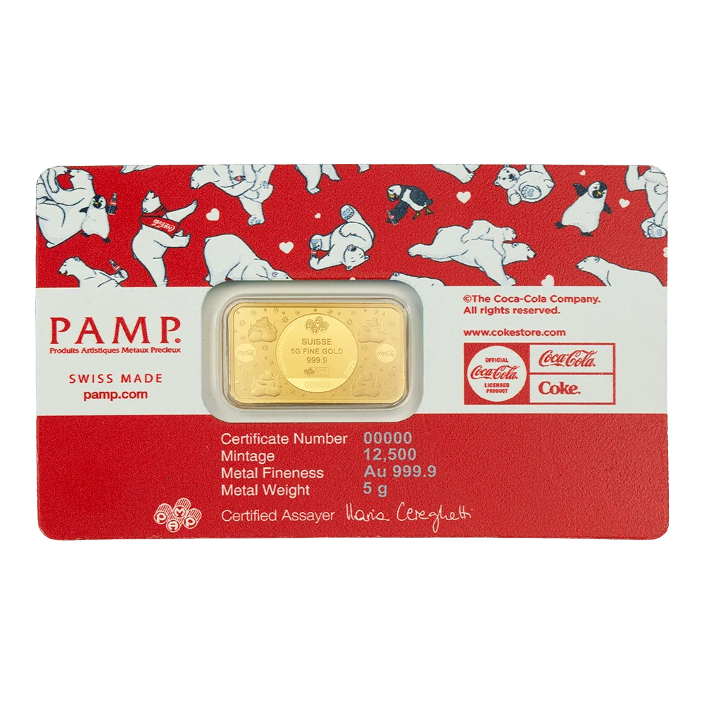 PAMP Coca-Cola® Polar Bear Hugs 5g Pure Gold Bar