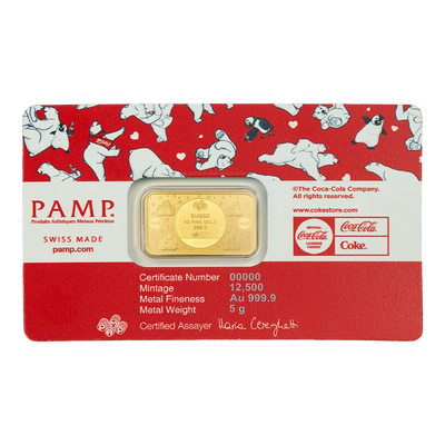 PAMP Coca-Cola® Polar Bear Hugs 5g Pure Gold Bar