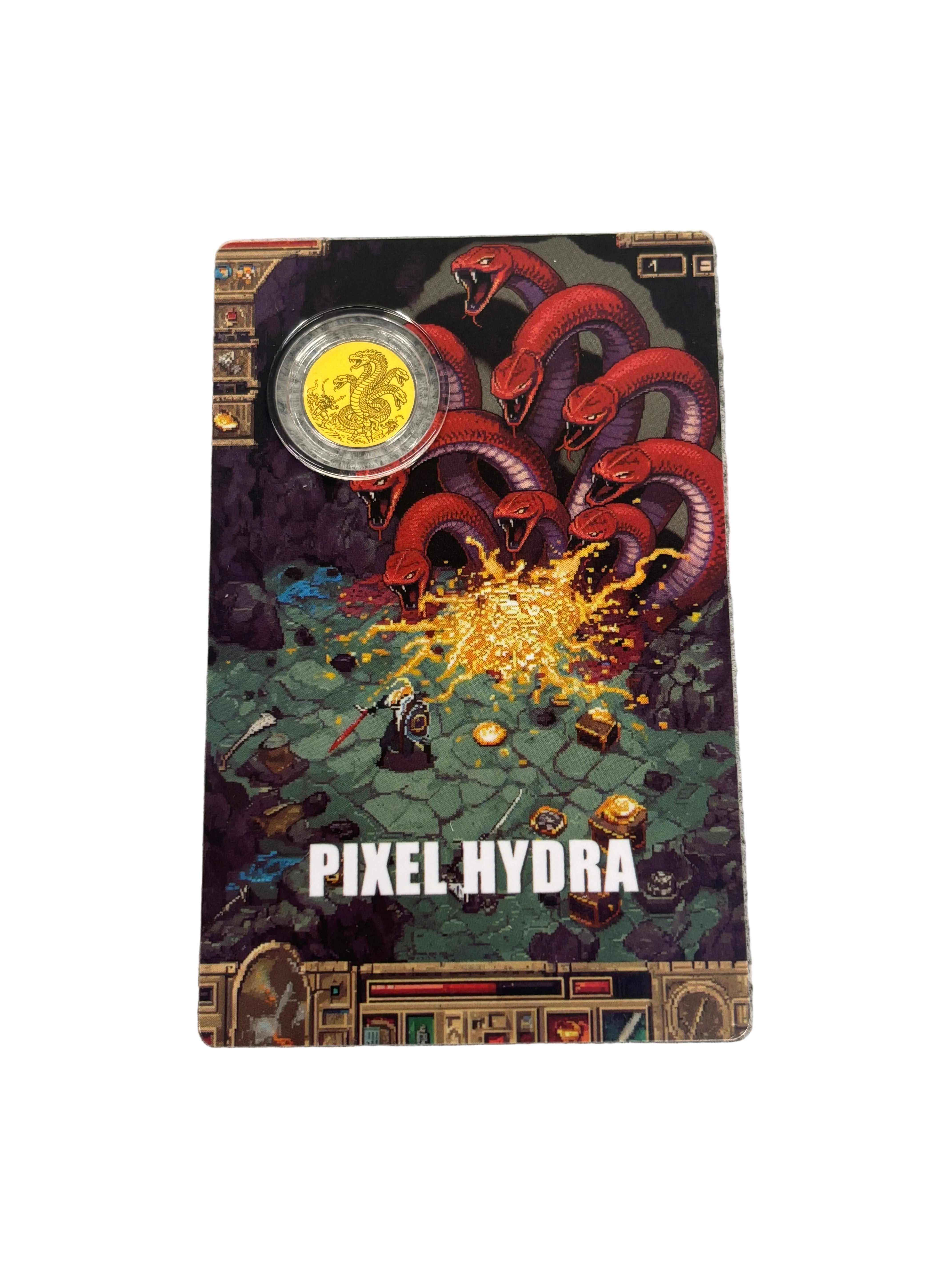 1/1000oz Pure Gold Pixel Hydra Coin Carded