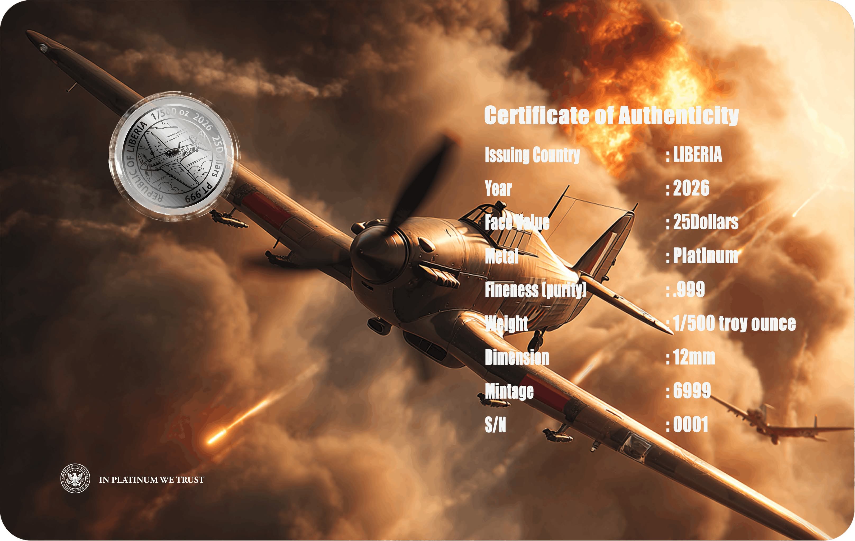 1/500oz Platinum Heroes Of WW2