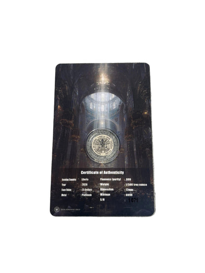 1/500oz Pure Platinum Virgin Of Guadalupe Carded Coin