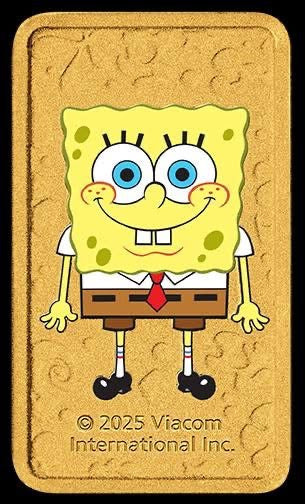 1g 999.9 Gold Bar SpongeBob In Colour By The Perth Mint