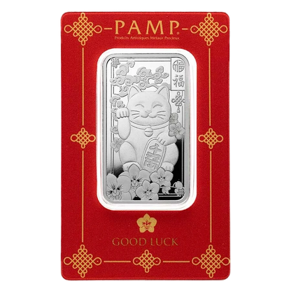 PAMP Lucky Cat 1oz Pure Silver Bar