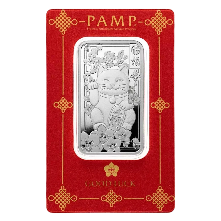 PAMP Lucky Cat 1oz Pure Silver Bar
