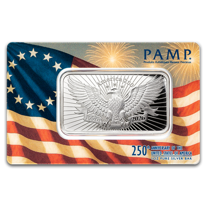 1oz Pure Silver Bar Pamp USA Eagle
