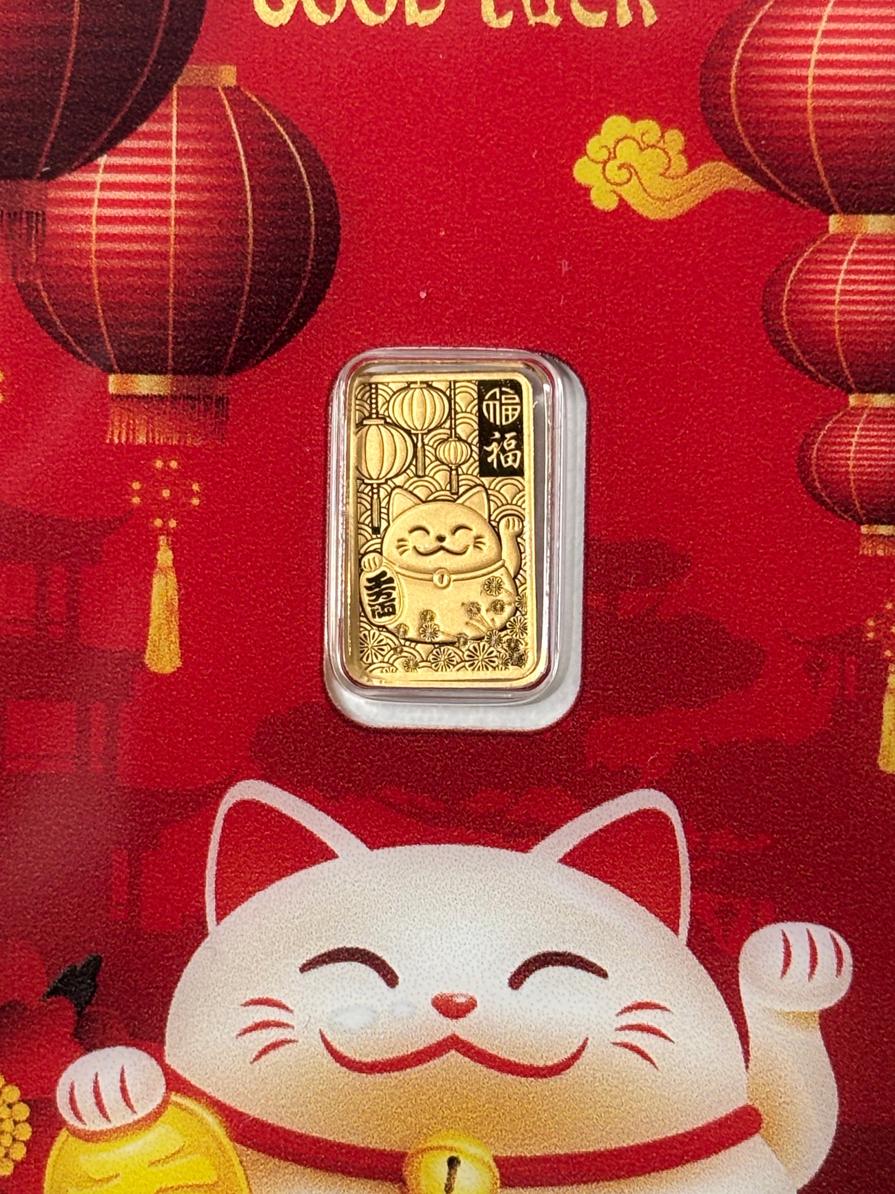 SALE 1g 999.9 Gold Bar - PAMP Suisse Lucky Cat