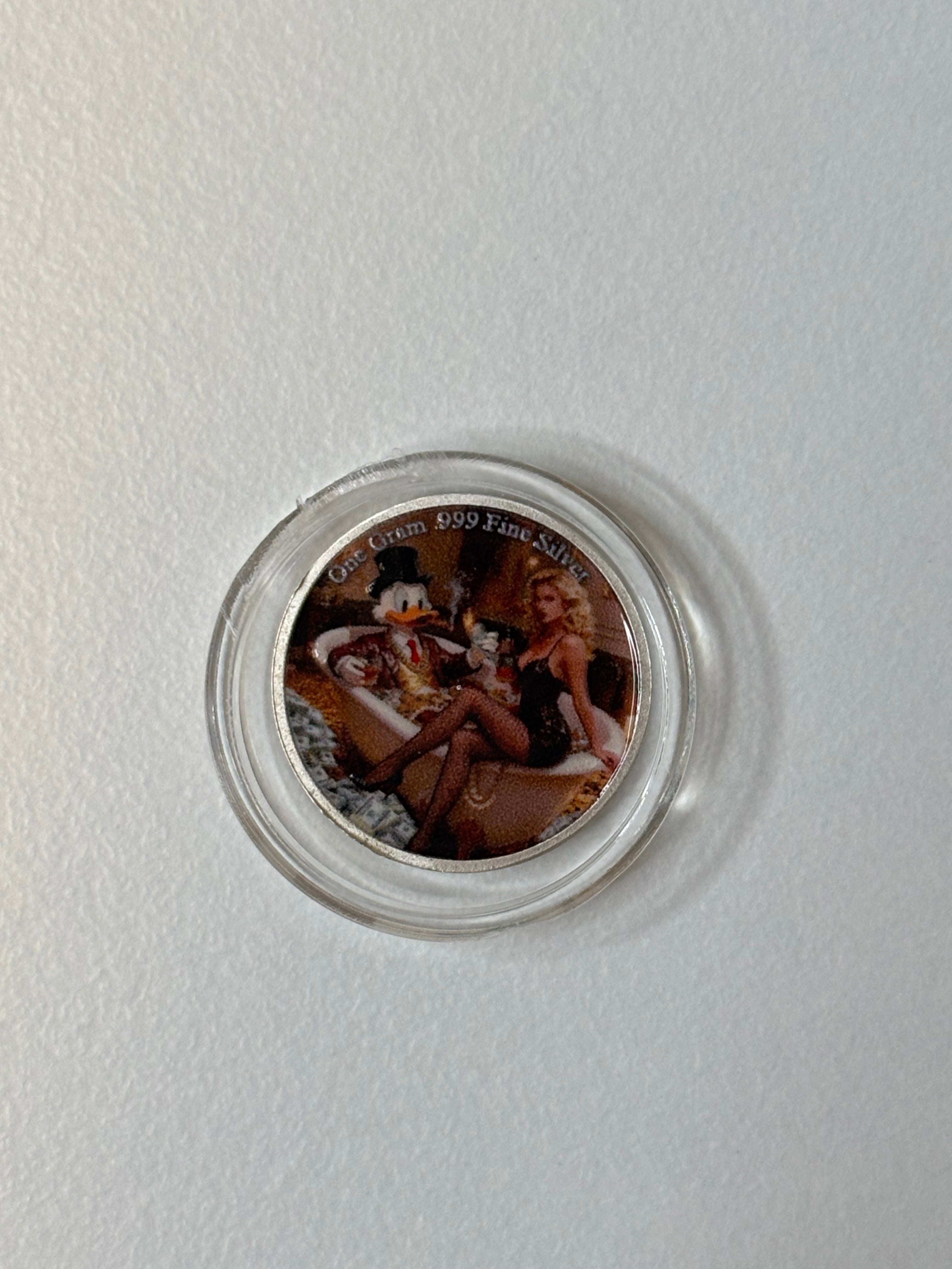 1g silver Scrooge duck round