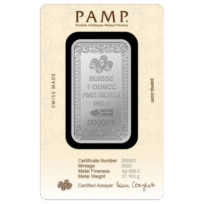 1oz PAMP Pure Silver Bar Moses & Batya
