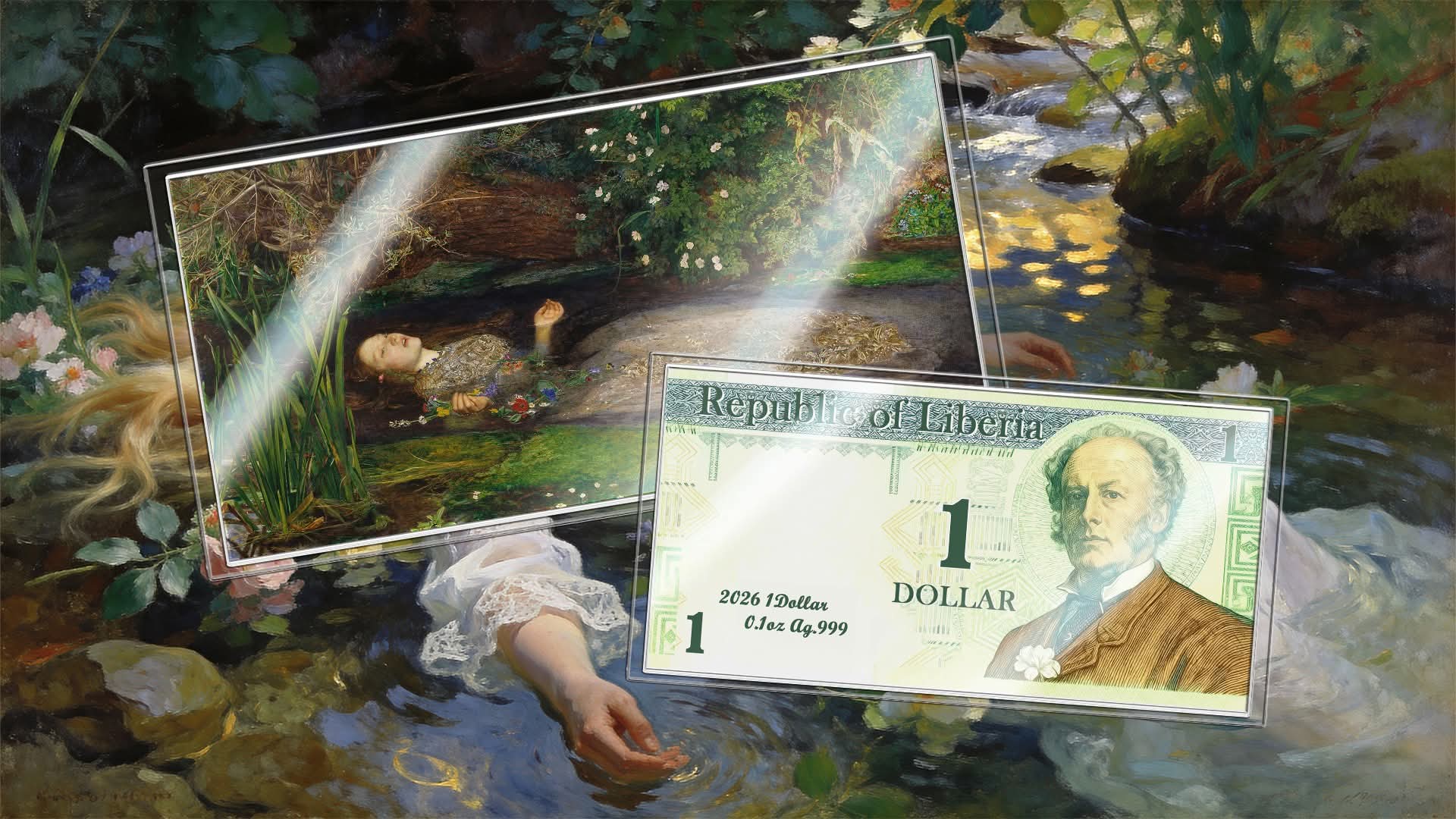 1/10th Troy Oz Pure Silver Note The Tragedy Of Ophelia