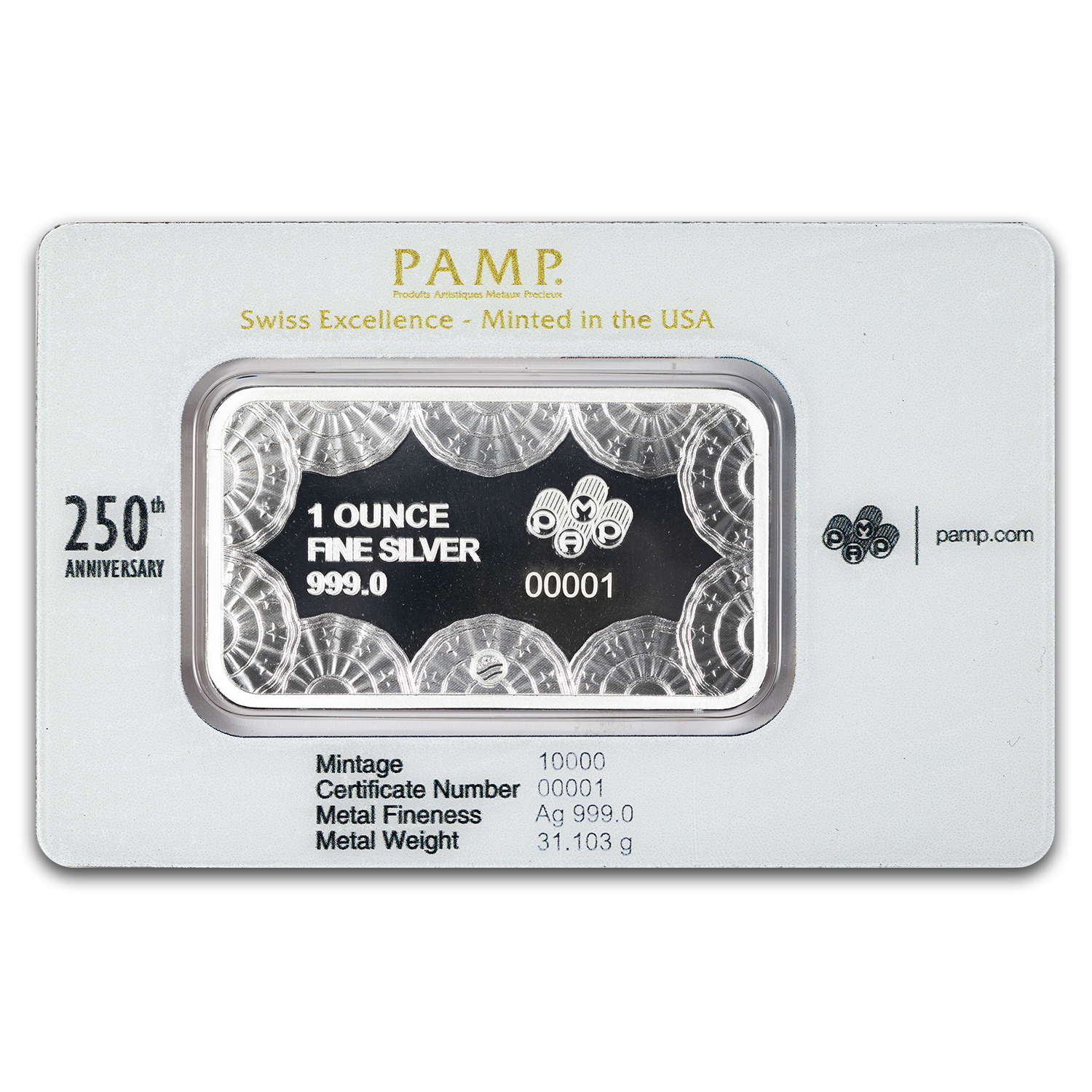 1oz Pure Silver Bar Pamp USA Eagle