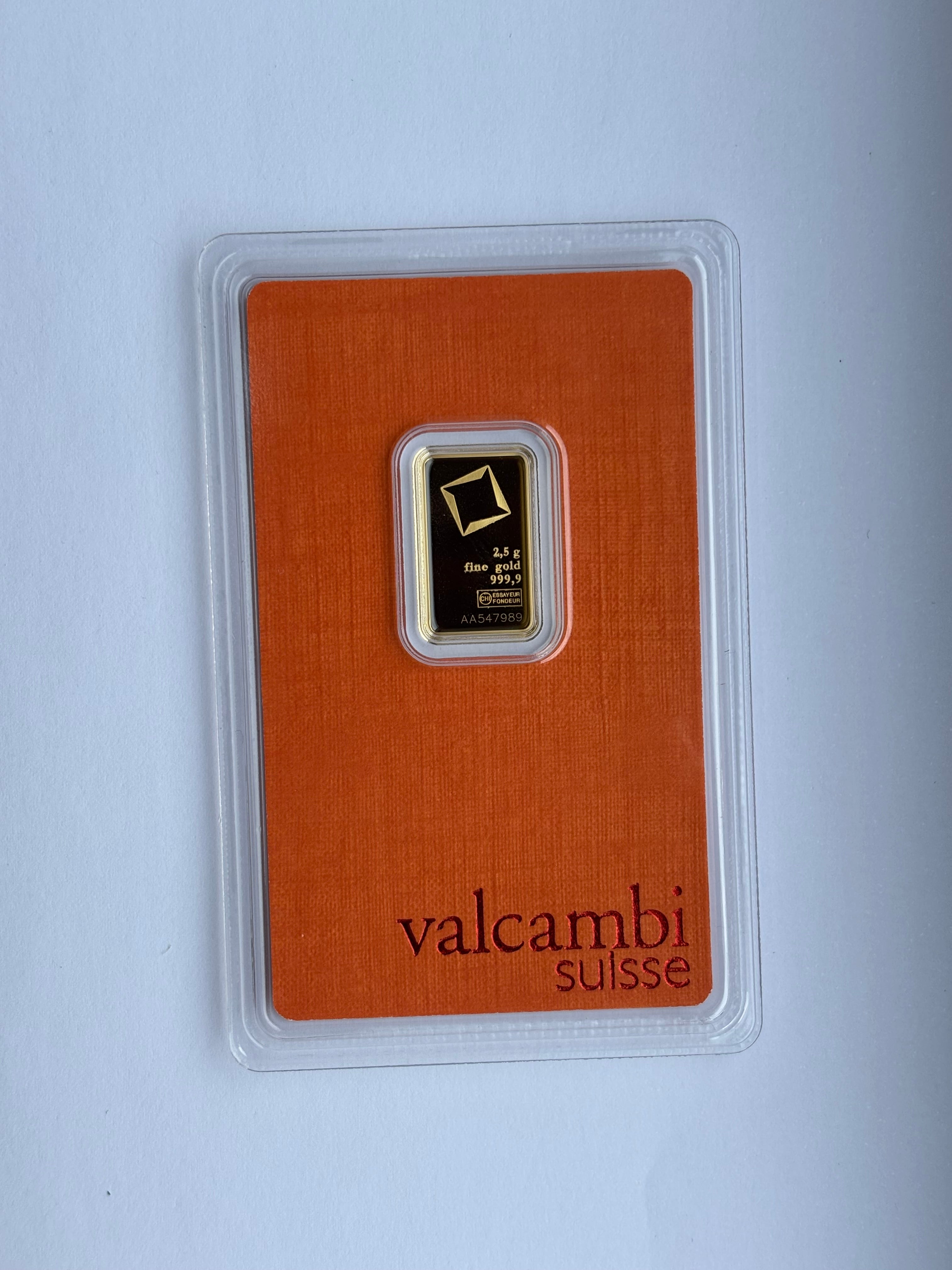 2.5g Pure Gold Bar - Valcambi