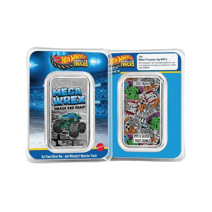 1oz Pure Silver Hot Wheels™ Monster Truck Mega Wrex Colorized Bar