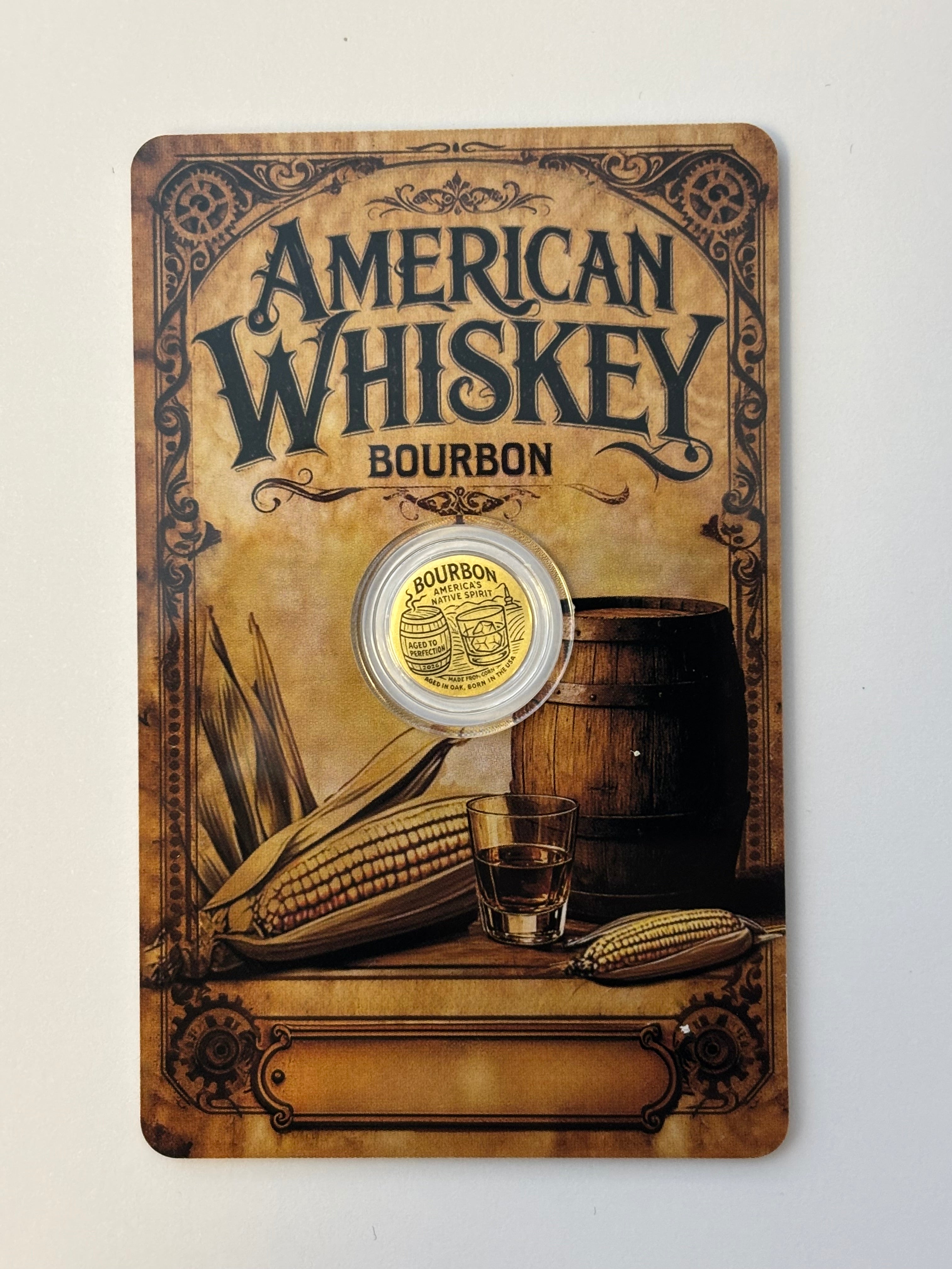 1/1000oz Gold Foil Coin American Whiskey