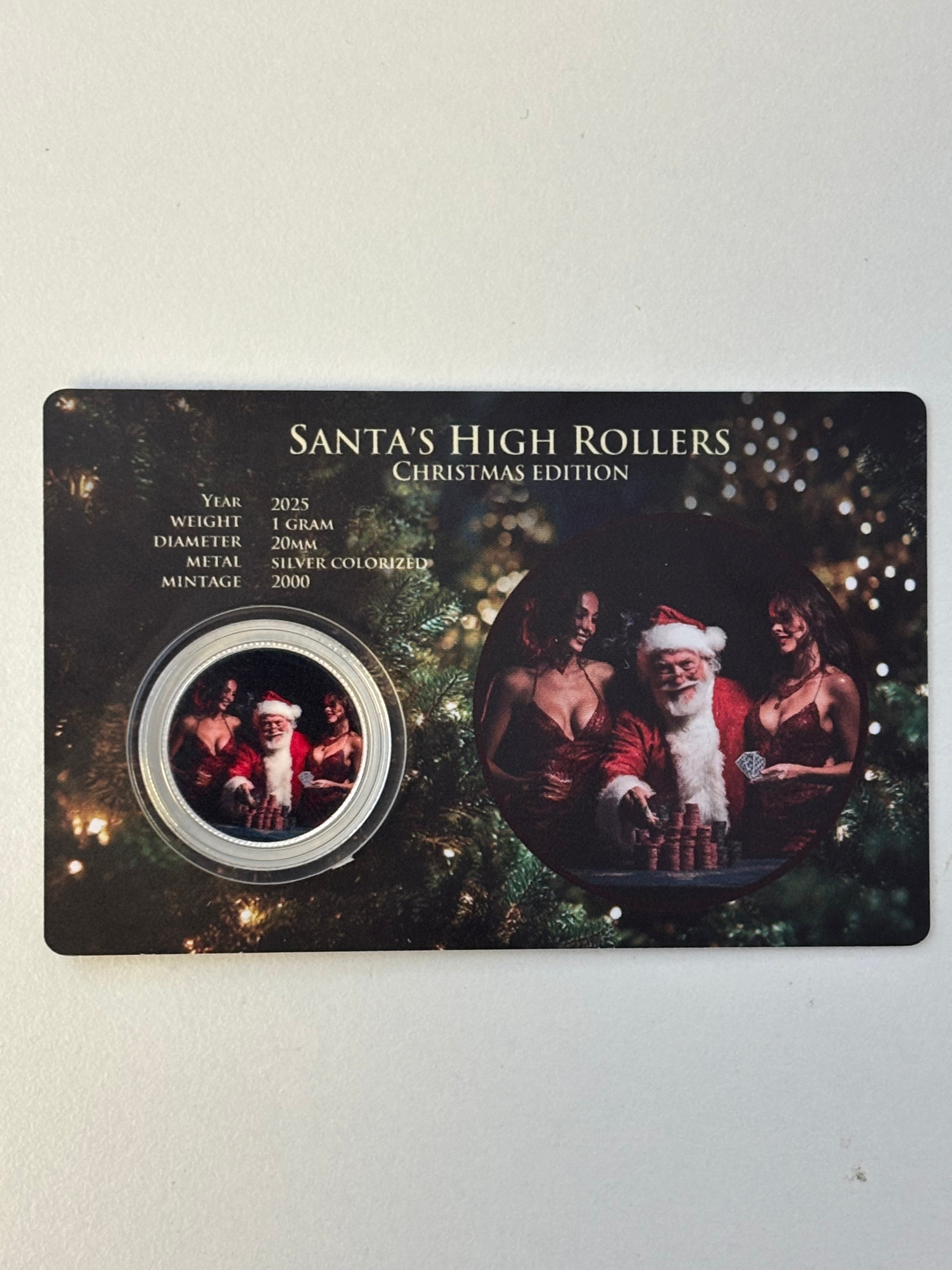 1g Silver Merry Christmas Colourised Rounds